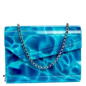 Jimmy Choo Candy Blue/Green Printed Acrylic Bag Clutch